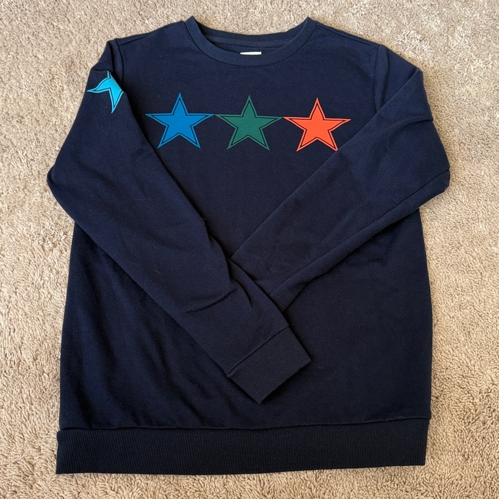 Gymboree Boys  Dark Blue Pullover Sweatshirt with Colorful Stars size XL 14